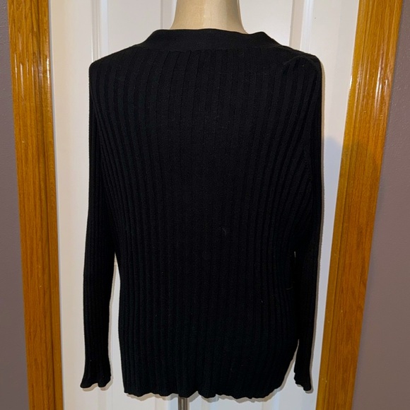 Talbot’s-Women’s Black Large Button Cardigan-Cotton-V-Neck-Sz 2X - Picture 2 of 4